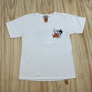 Pirana Joe Tag and Release Jamaica White Short Sleeve Fishing T Shirt Med